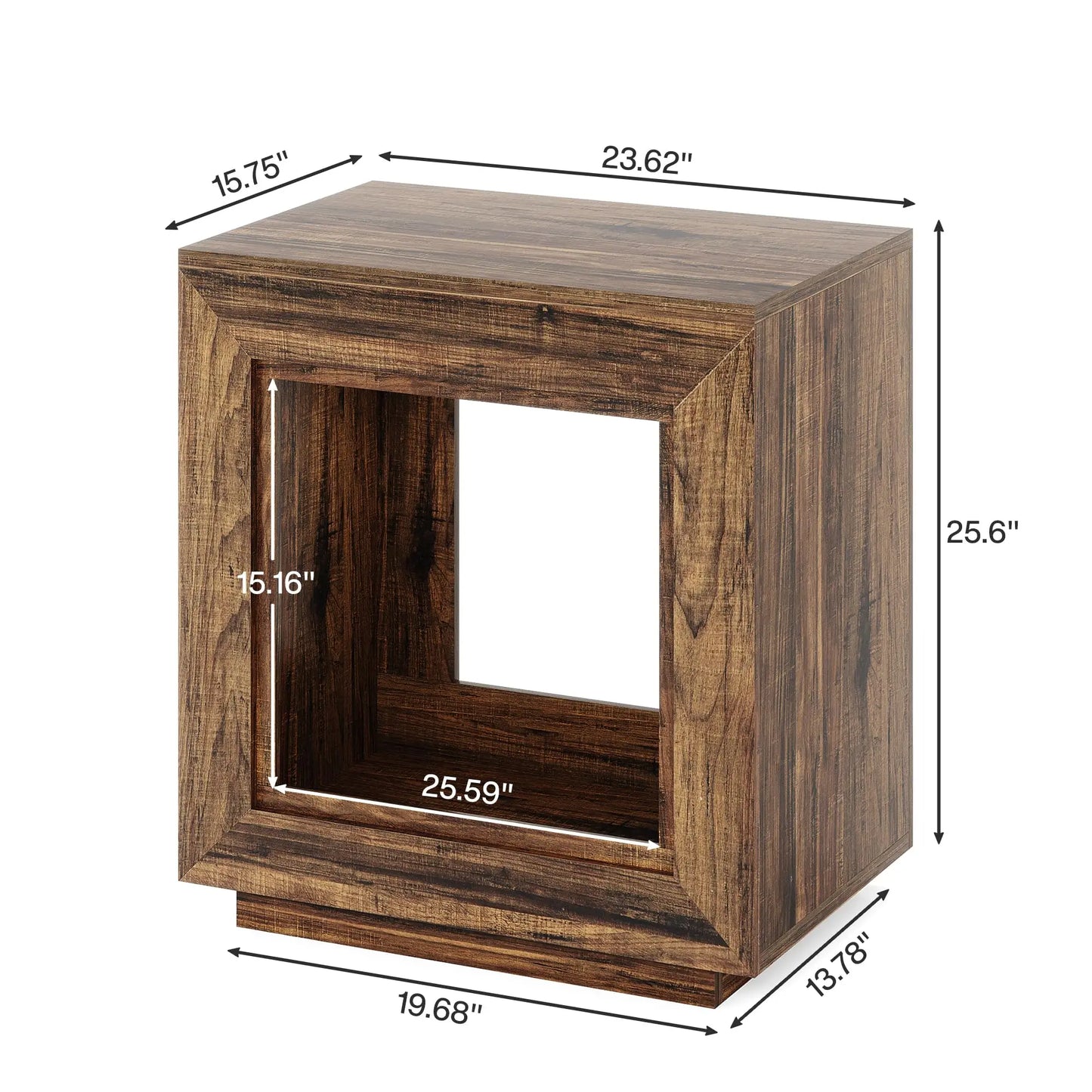 Tribesigns Rustic Wood End Table, 2 Tiered Square Side Table with Storage Shelf, Industrial Sofa Side Table for Living Room, Ent