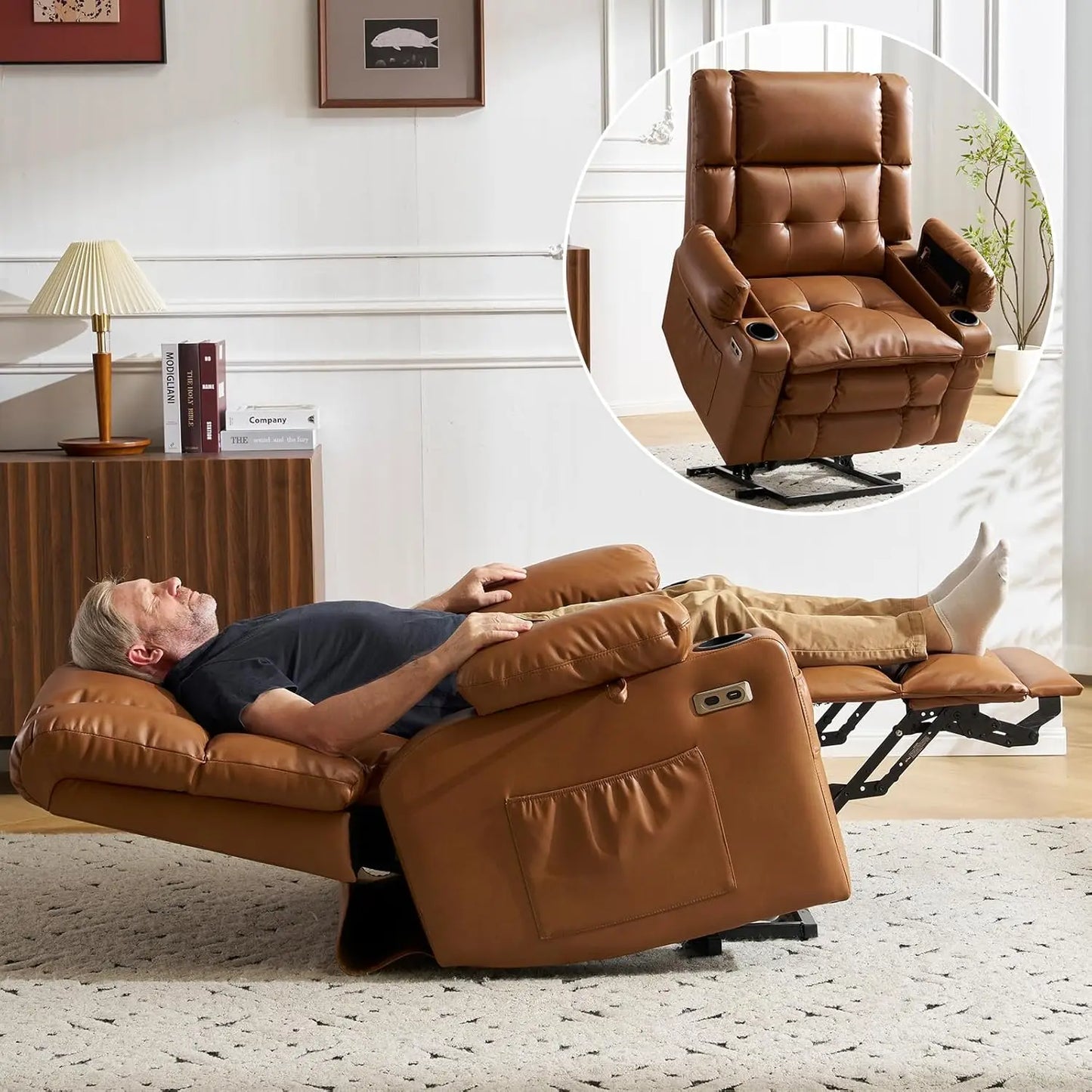 Power Lift Recliner Chair for Elderly with Massage and Heat, Dual Motor Electric Lift Chair with Arm Storage, Lay, Customized