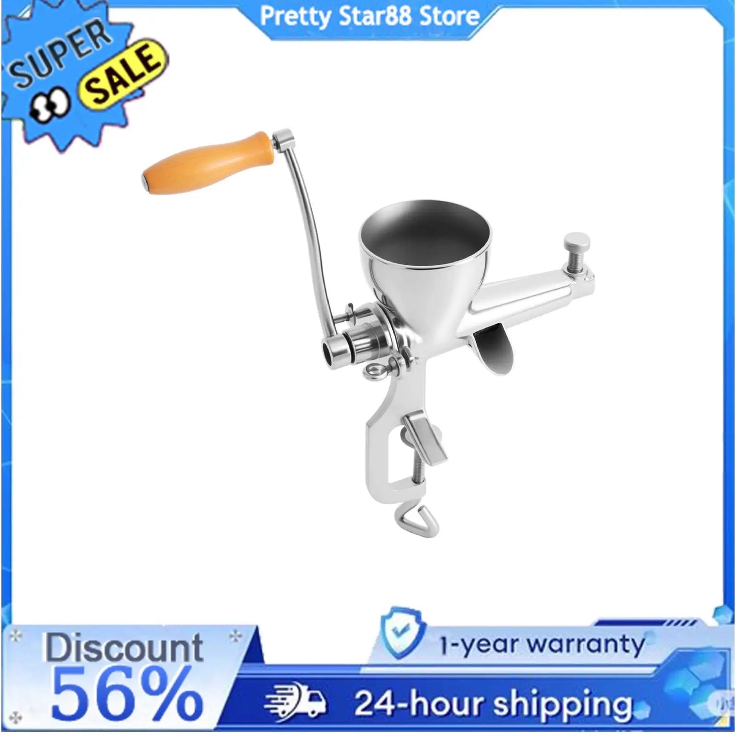 Fruit/Vegetable Squeezer Stainless Steel Manual Juicer with Screw Clamp Wheat grass Squeezed Fruit Vegetable Extrusion Silver