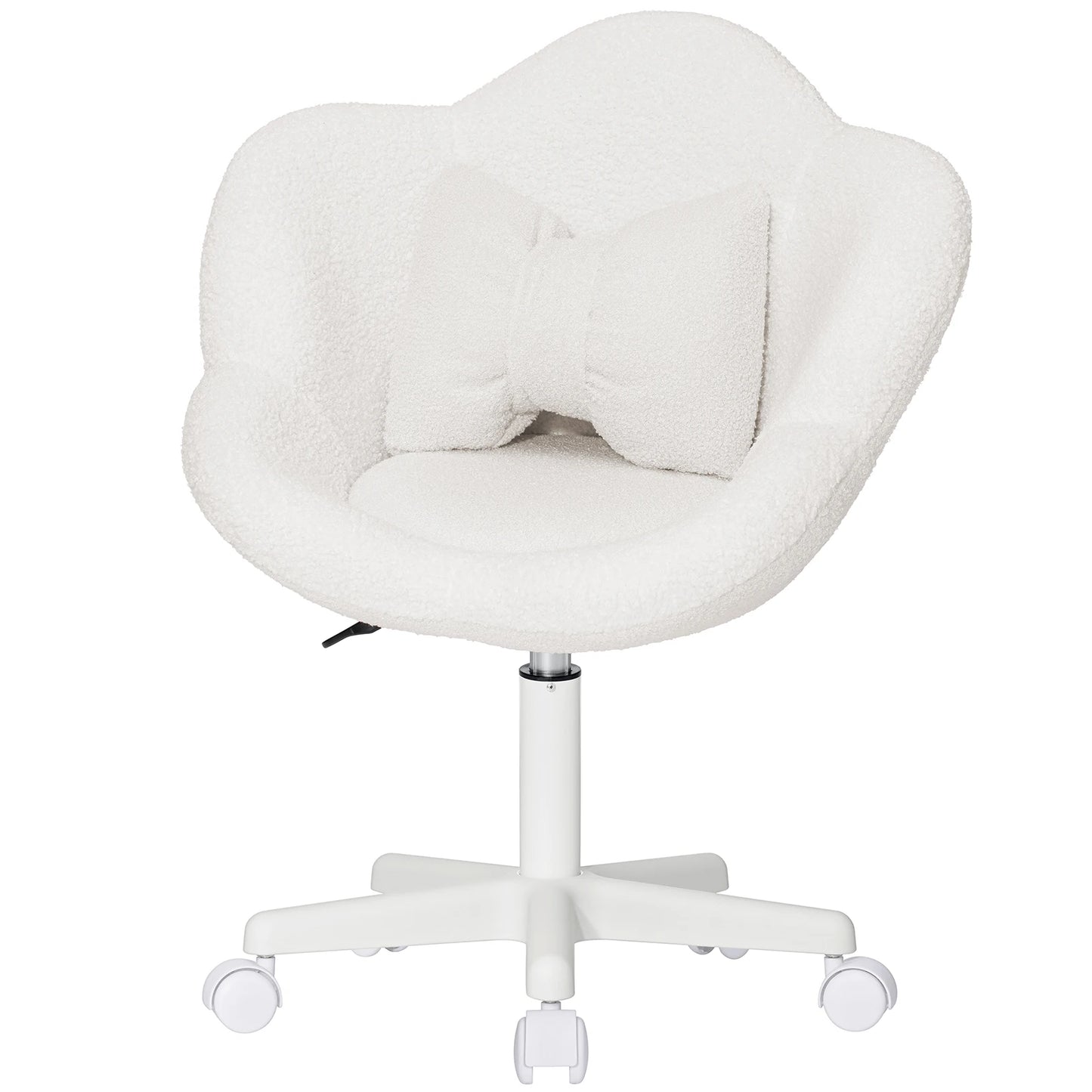 Kids Desk Chair Ergonomic Flower Study Chair Boucle Swivel Kids Computer Chair Adjustable Height Cute Children Desk Chair