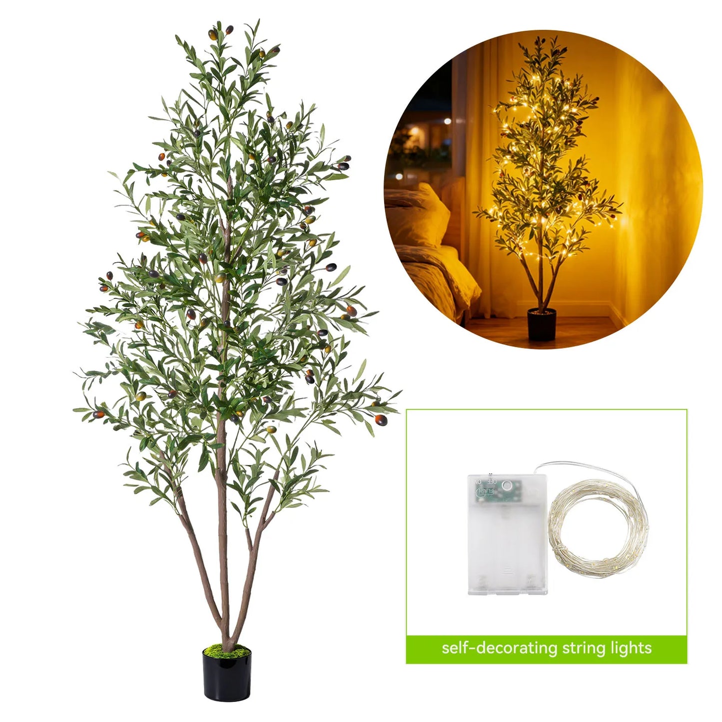 Artificial Olive Tree 7FT Tall Faux Plant Secure PE Material Anti-Tip Tilt Protection Low-Maintenance Tree for Home