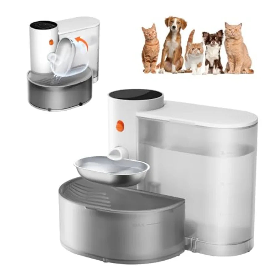 Smart Pet Water Fountain Stainless Steel Bowl 2025 Upgraded Automatic Water Dispenser for Cats Small Dogs Self-Refill Tipping W
