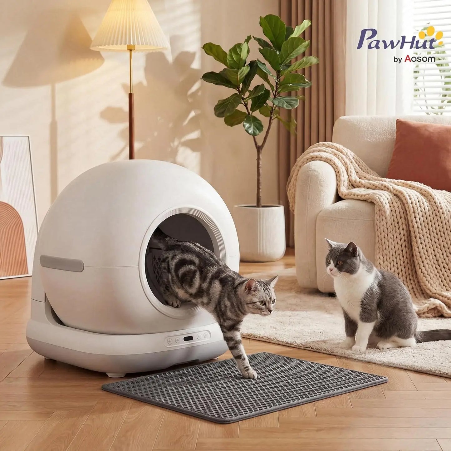 Extra Large 72L Self Cleaning Litter Box, App & 2.4G WiFi, Odor & Noise Control, Safety Sensors, Deodorant Gel, Mat & Bag,Custom