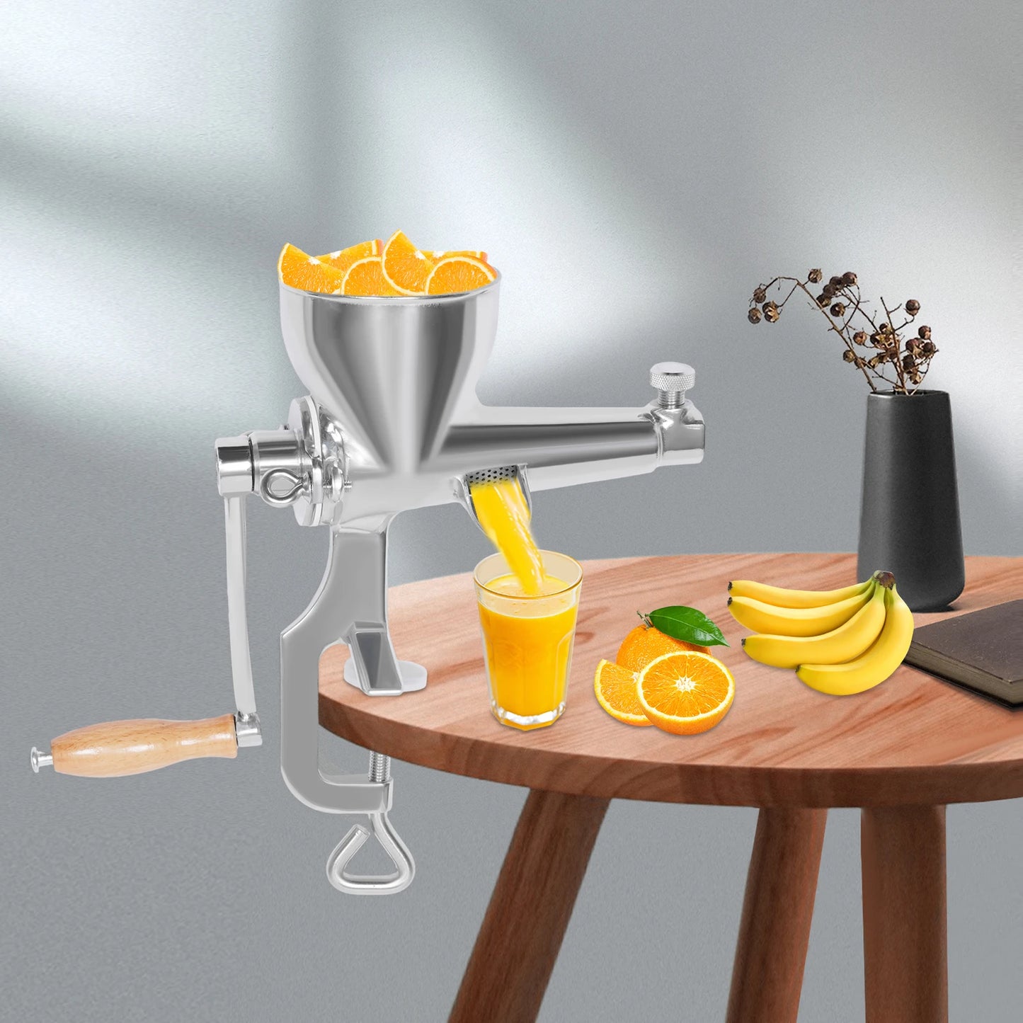 Fruit/Vegetable Squeezer Stainless Steel Manual Juicer with Screw Clamp Wheat grass Squeezed Fruit Vegetable Extrusion Silver