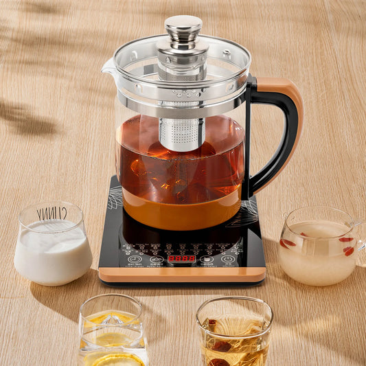 1.8L Electric Glass Tea Kettle - Multifunction Hot Water Boiler with Keep Warm & 6 Temp Settings, BPA-Free  glass teapot