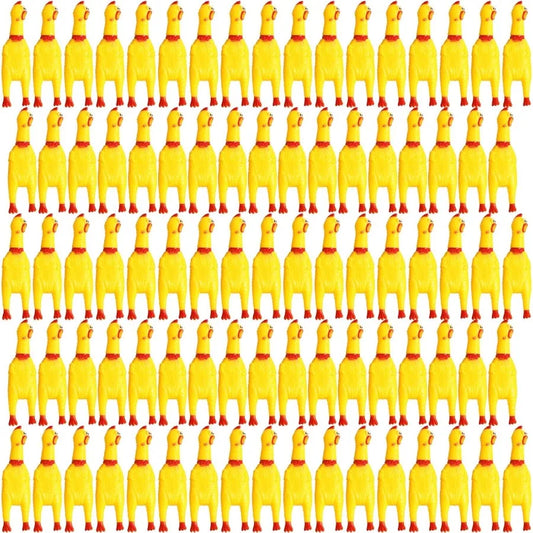 150 Pcs 6.3 Inch Rubber Chicken Squeaky Toys Bulk Mini Funny Screaming Chicken Toys for Dogs Pets and Party Favors Stress Relie