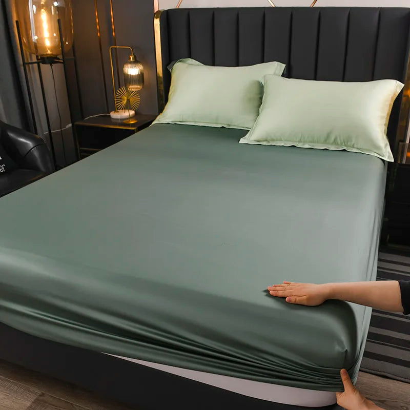Natural Mulberry Silk Fitted Sheet  Mattress Cover Queen King Size Customized Size Luxury High-End Silk Bedding Sheets