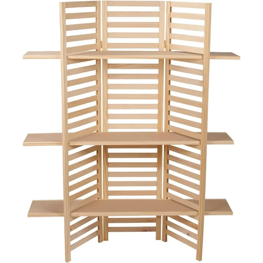 3-Panel Wood Display with 3 Shelves - Unit Can Be Stained or Painted - Great for A Wide Range of Merchandise From Hous