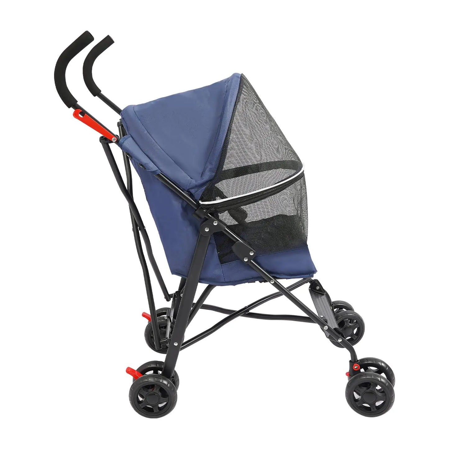 4 Wheels Pet Stroller with Waterproof Cover |   Easy-Fold Travel Carrier |   Pet Strolling Cart for Small/Medium Dogs and Cats |   With