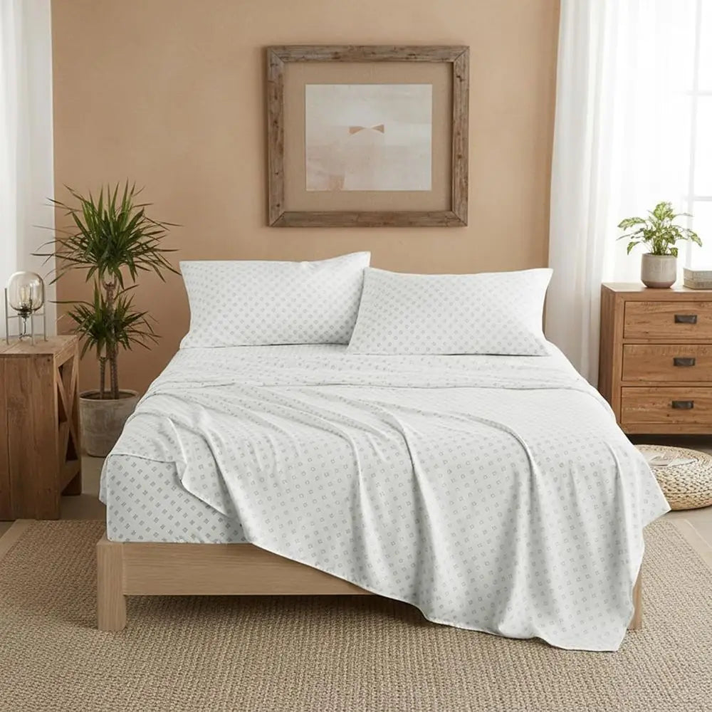 Lightweight 7-Piece Sage Green Bed in a Bag All Season Chambray Print Bedding Set, Ultra Soft Comforter, Sheets, Pillowcase & Sh