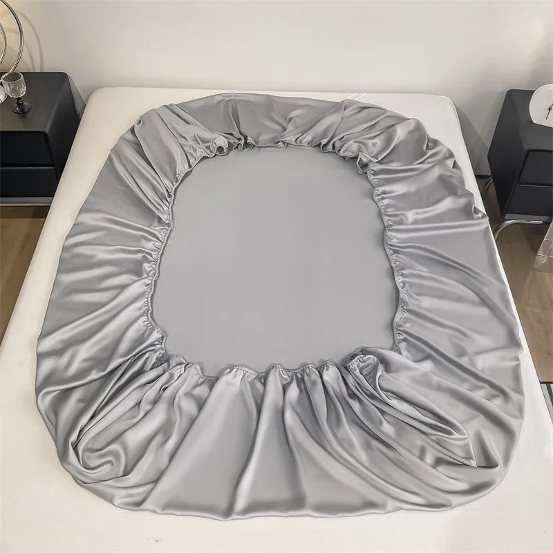 Natural Mulberry Silk Fitted Sheet  Mattress Cover Queen King Size Customized Size Luxury High-End Silk Bedding Sheets