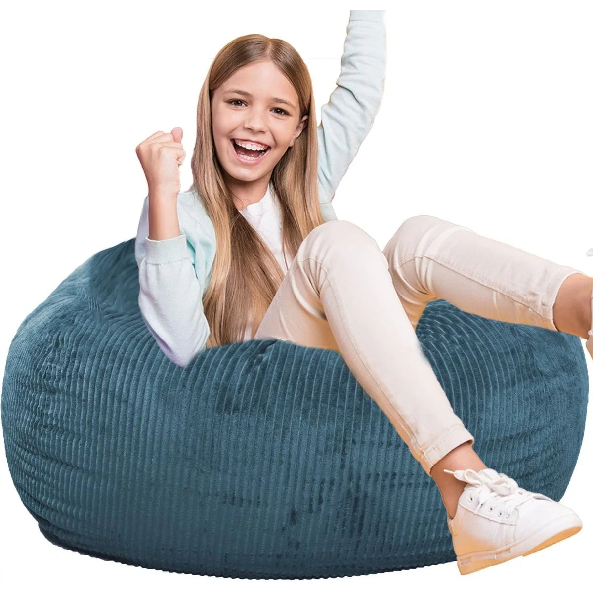 Classic Bean Bag Chair, with Faux Rabbit Fur Cover for Teens and Kids, Memory Foam Bean Bag Chairs, Ultra Soft Faux Fur Fabric,
