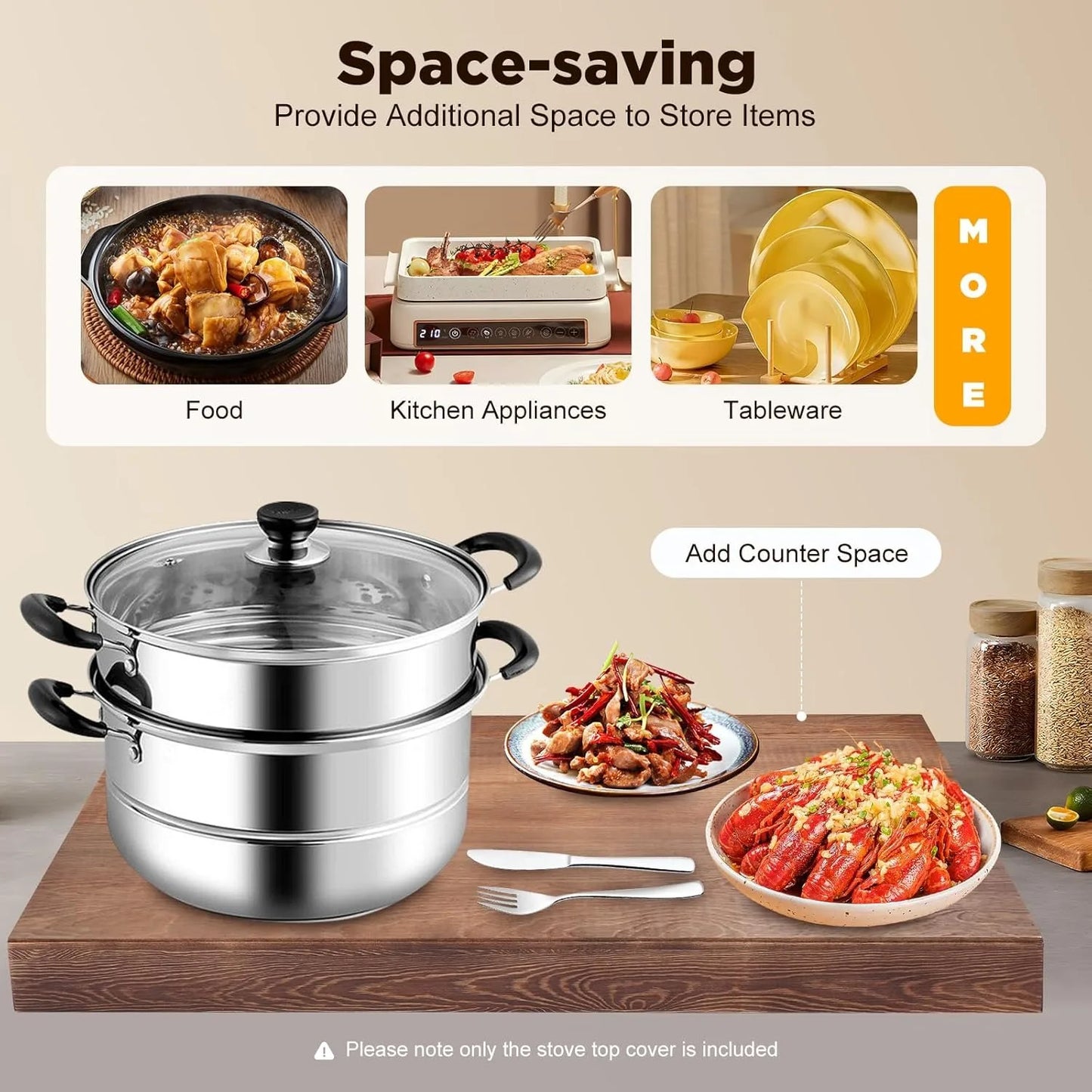 Noodle Board Stove Cover with Built-in Handles: Extra Thick Pine Wood for Gas and Electric Stoves, 30 * 22 * 2.5in, Brown