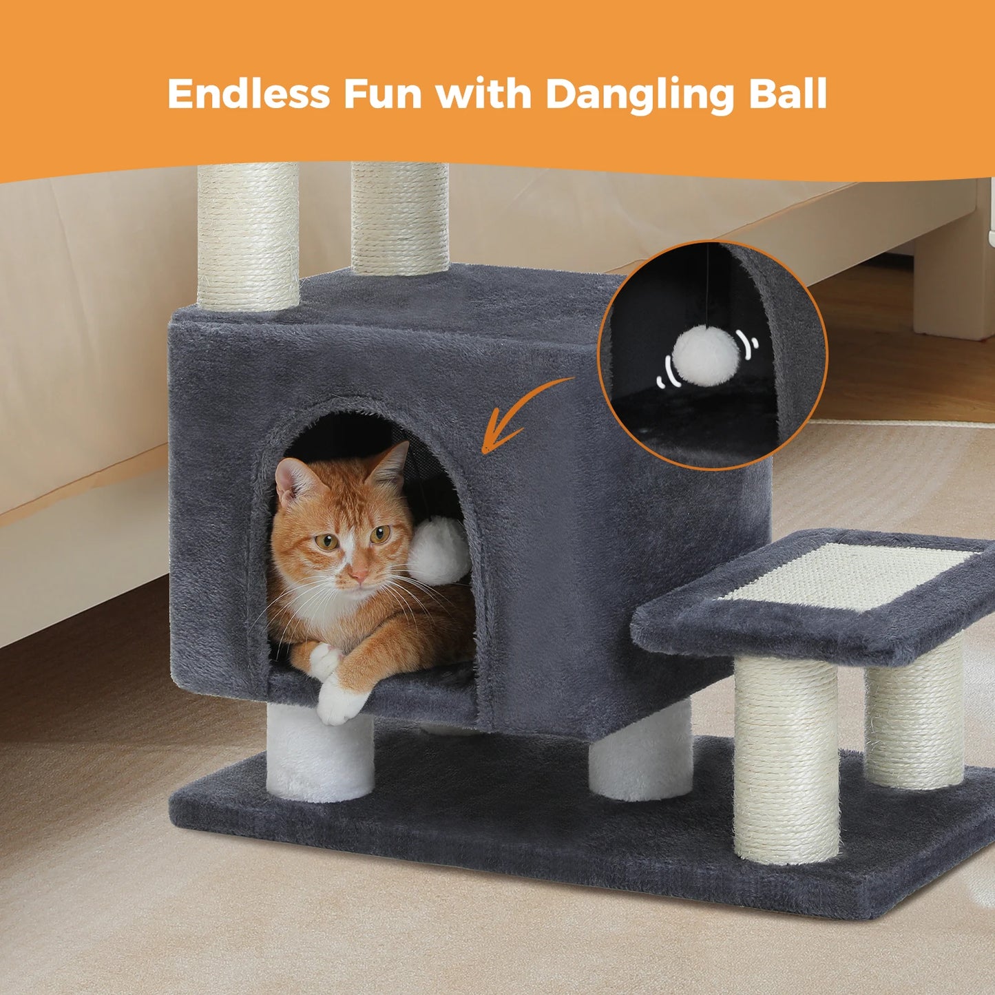 3-Tier Dog Stairs, Removable Pet Stairs for Small Dogs and Cats, Multifunctional Cat Bed House with Scratching Posts, Cat Condo