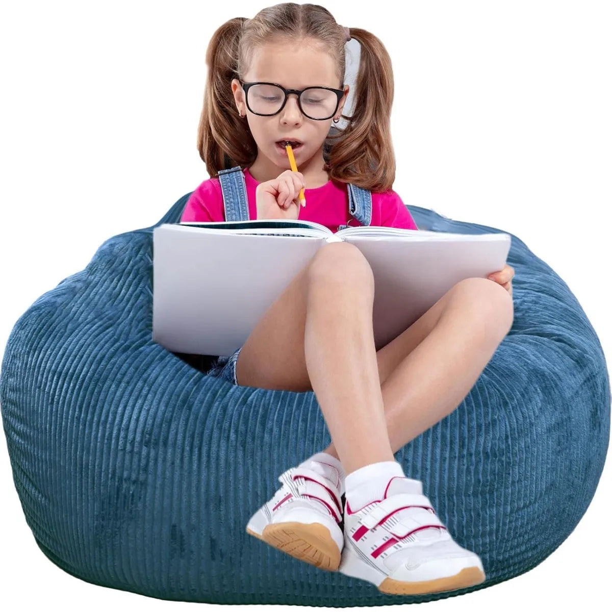 Classic Bean Bag Chair, with Faux Rabbit Fur Cover for Teens and Kids, Memory Foam Bean Bag Chairs, Ultra Soft Faux Fur Fabric,