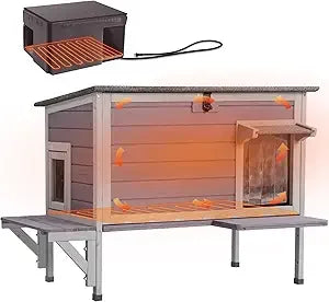 gutinneen heated cat house for outside outdoor cat house insulated weatherproof feral cat shelter with heater and insulated line