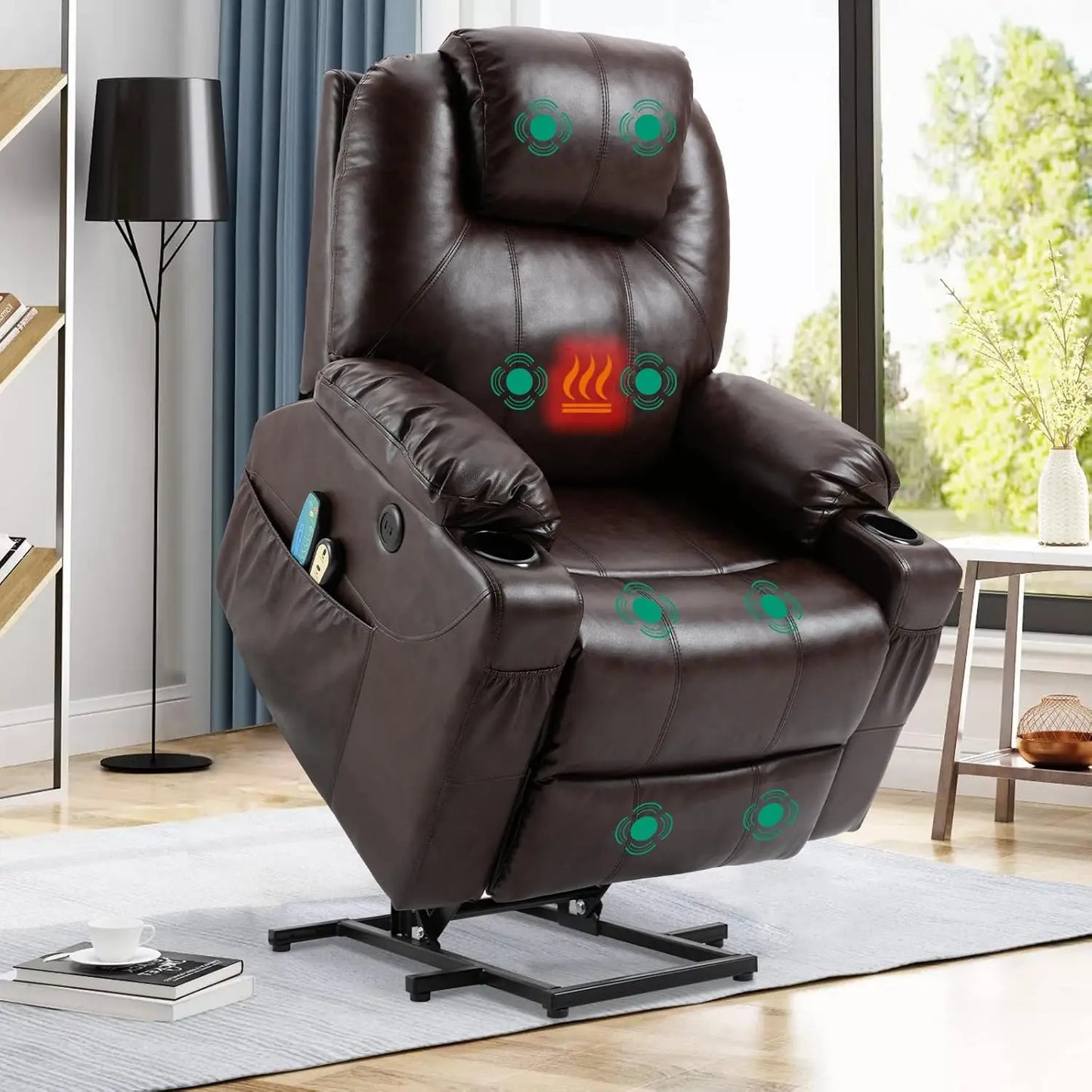 Power Lift Chair Electric Recliner for Elderly Heated Vibration Massage Fabric Recliner Chair with 2 Remote, Customized