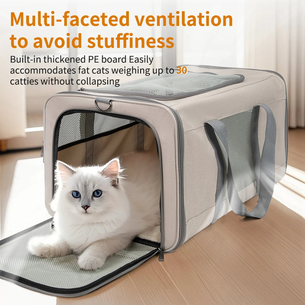 Cat trolley for 2 cats – Cat transport box large with wheels for 2 animals – Transport bag with wheels & safety belts for travel