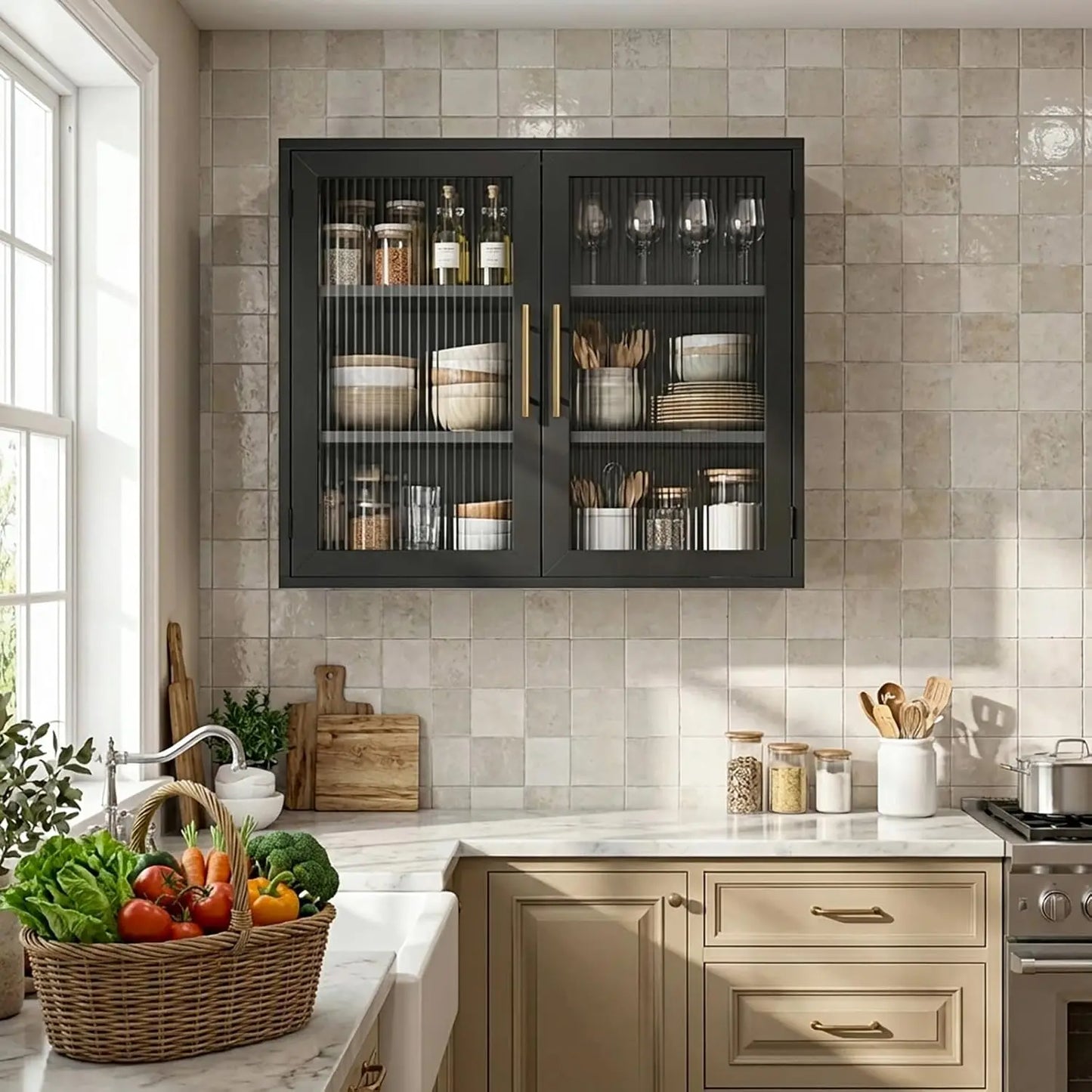 Floating Wall Cabinets with Acrylic Glass Doors, Bathroom Wall Cabinet with Adjustable Shelf, Glass Display Cabinet, Customized