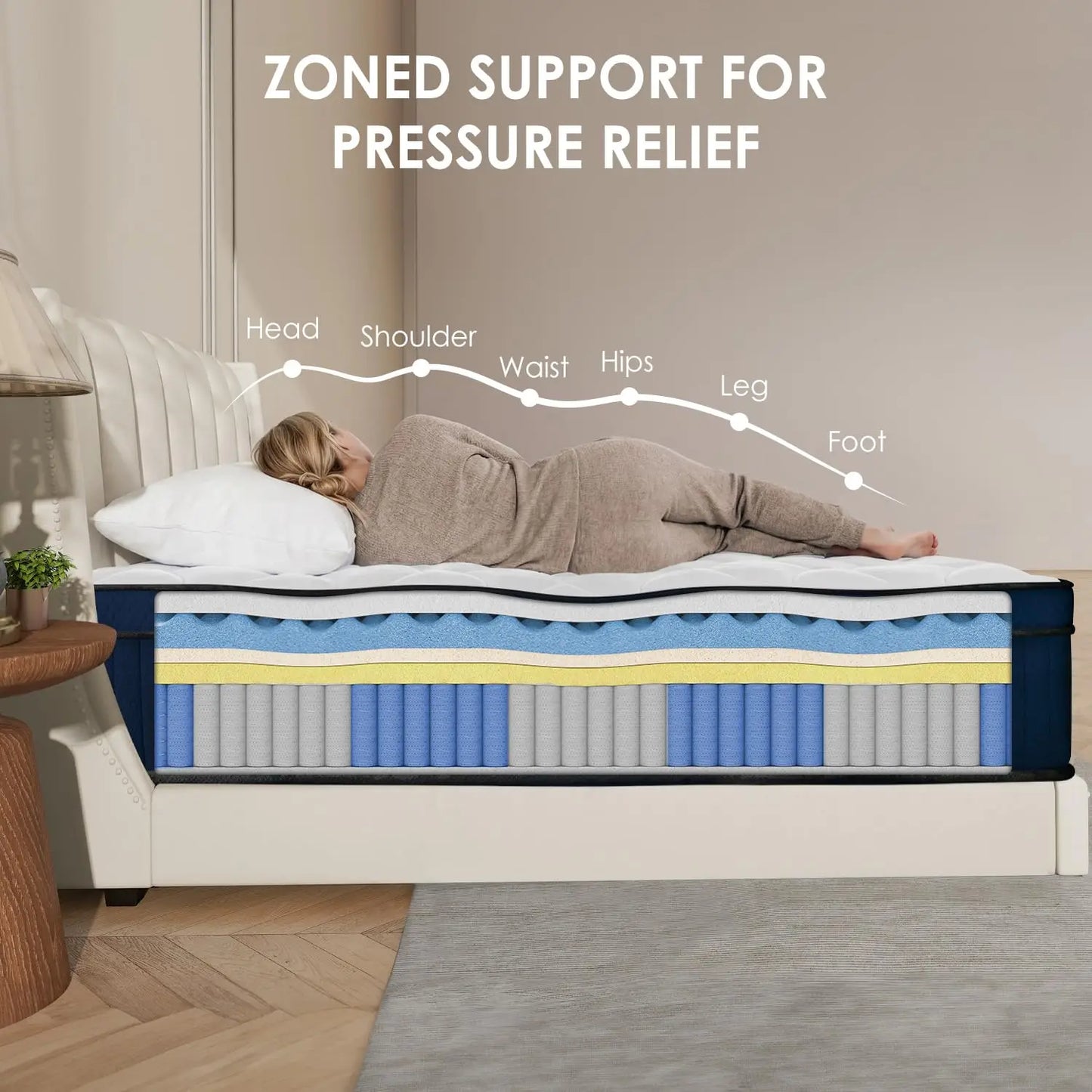 Plush Twin Mattress 12 Inch, Hybrid Mattress in a Box, Gel-Memory Foam and Individual Pocket Spring, Hotel-Level, Customized