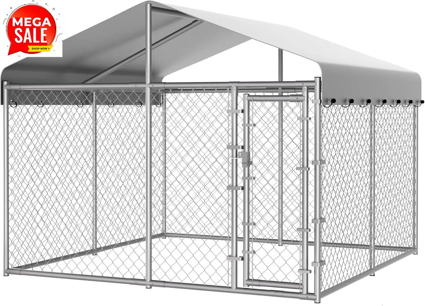 Extra Large Outdoor Dog Kennel, 10x10x6.56ft Anti-Rust Dog Kennel Outside with Roof, Galvanized Chain Link Dog Runs for Outside