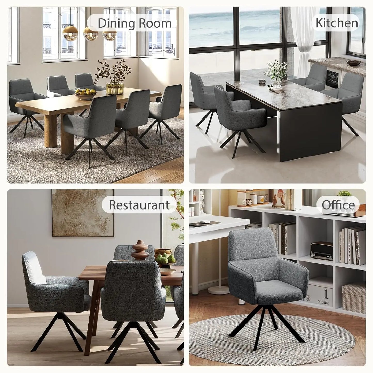 Swivel Dining Chairs Set of 2, Upholstered Dining Room Chairs with Thicken Cushion, 360°Swivel Dining Chairs with, Customized