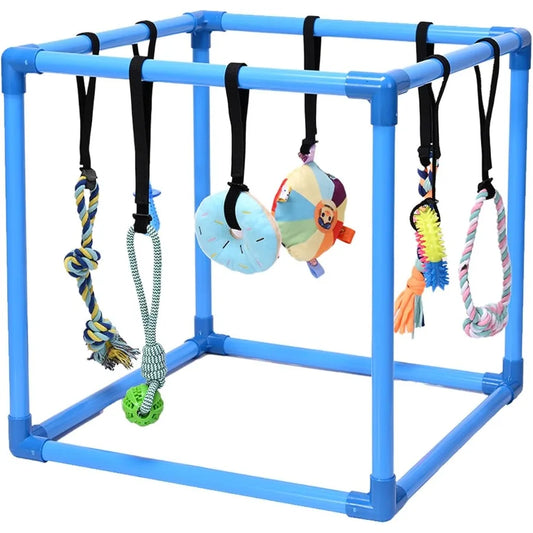 Puppy Play Gym with 8 Hanging Toys Interactive Indoor Jungle Gym ABS Frame with Adjustable Elastic Straps Little Puppy Teething