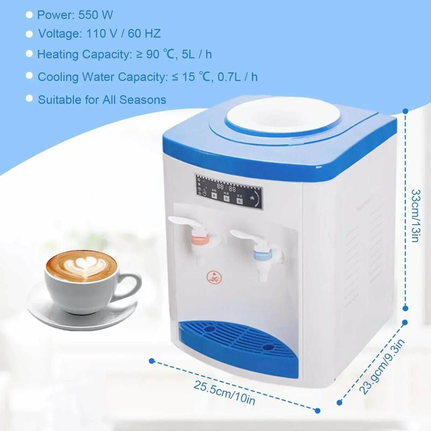 1.1-4.9gal Electric Hot & Cold Water Dispenser Countertop Top Loading Water Cooler Dispenser, with 3Temperature Settings
