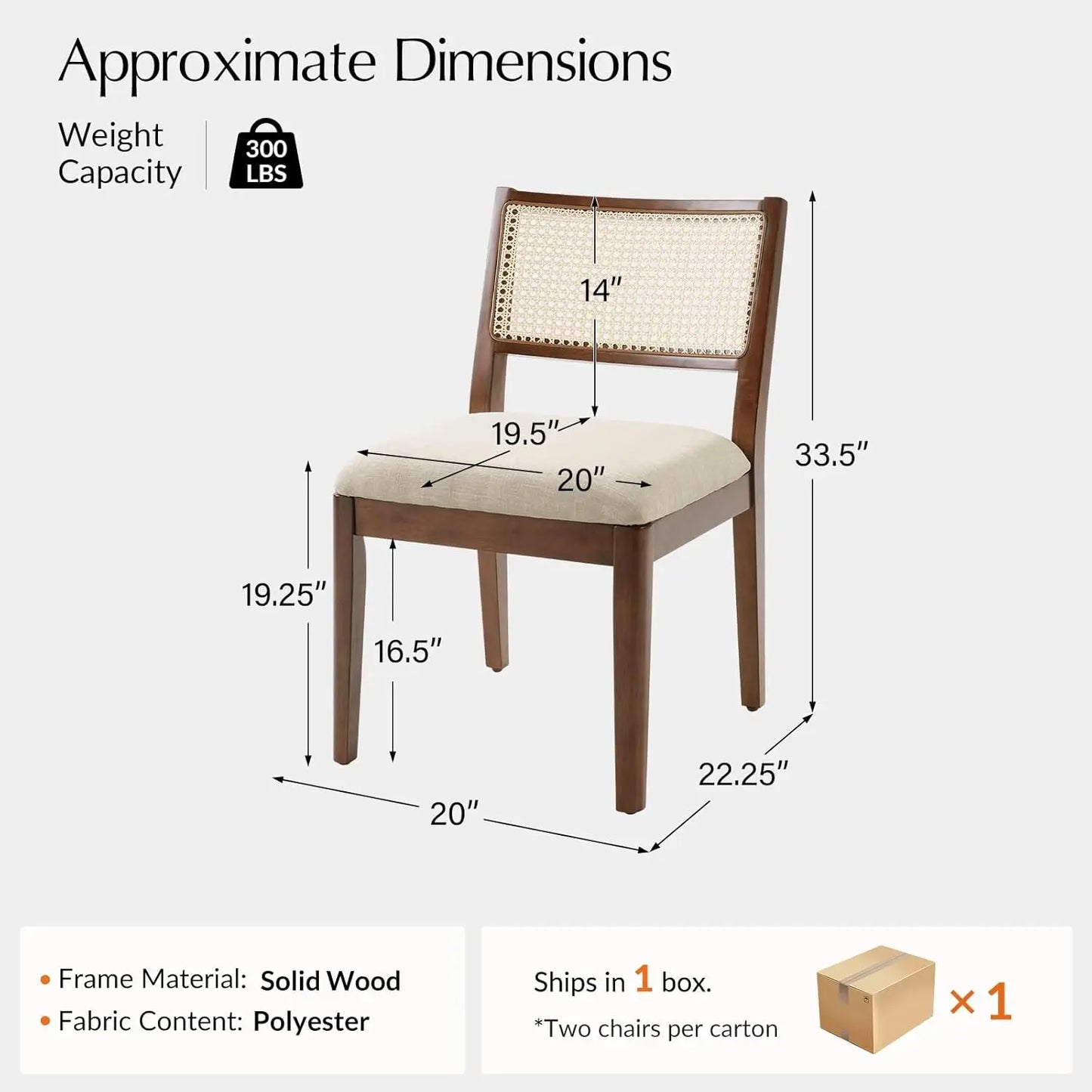 Rattan Dining Chairs Set of 2, French Solid Wood Kitchen Dining Room Chairs with Curved Back, Upholstered Accent, Customized
