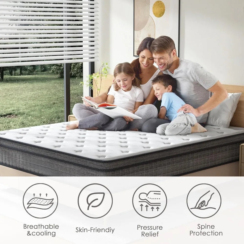 12 Inch Hybrid Mattress Medium Firm Gel Memory Foam Pocket Coils Springs Customized Mattress in a Box