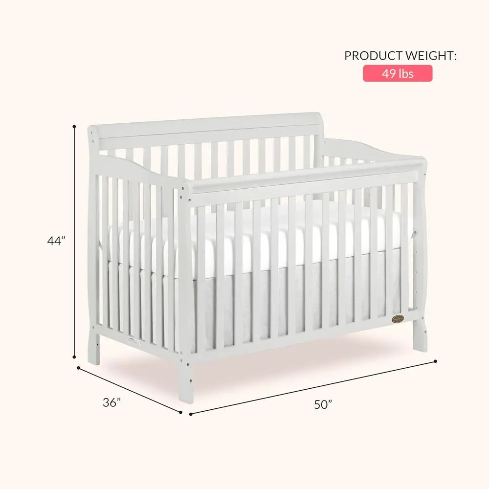4-in-1 Convertible Crib with 4 Mattress Height Options, Greenguard Gold Certified, Non-Toxic Finish, Solid Pinewood Construction