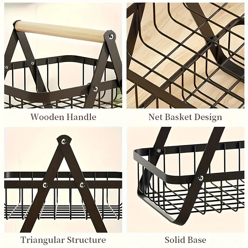 Three-tier fruit basket with sturdy kitchen storage box, suitable for fresh produce and household kitchen use.