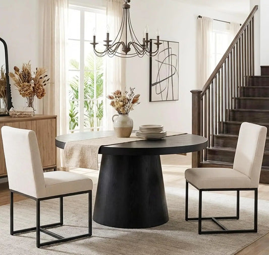 Upholstered Modern Dining Chairs Set of 2 Linen Mid Century Dining Room Chairs Armless Side Chair Comfy Kitchen, Customized