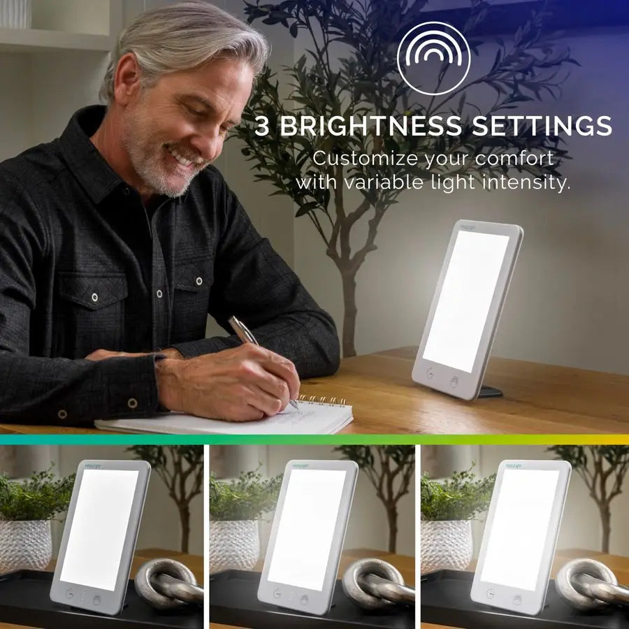 Verilux HappyLight Lumi Plus Light Therapy Lamp with 10,000 Lux, UVFree, LED Bright White Light with Adjustable Brightness, Cou