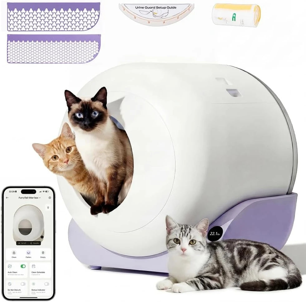 Automatic Litter Box Self Cleaning, Kitty Litter Box, Smart Safety Sensors, Odor & Leak Control, Large Capacity，Customized