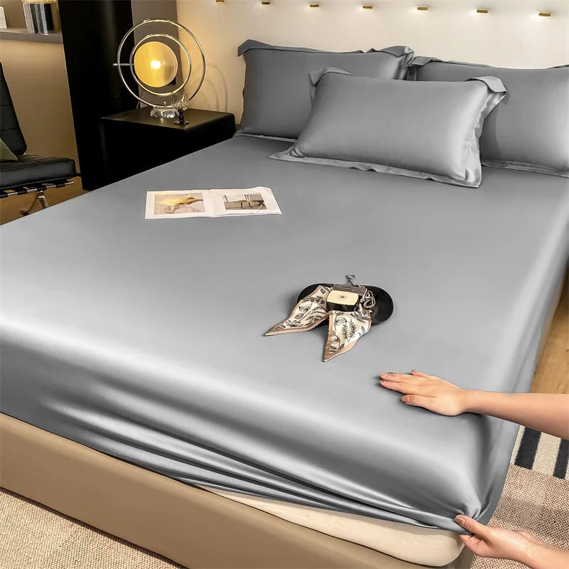 Natural Mulberry Silk Fitted Sheet  Mattress Cover Queen King Size Customized Size Luxury High-End Silk Bedding Sheets