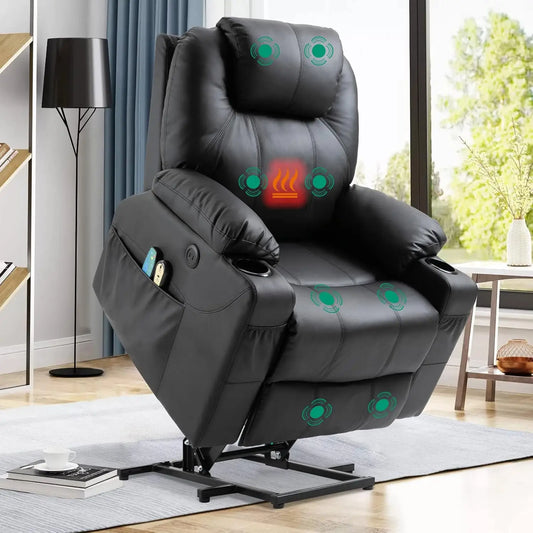 Power Lift Chair Electric Recliner for Elderly Heated Vibration Massage Fabric Recliner Chair with 2 Remote, Customized