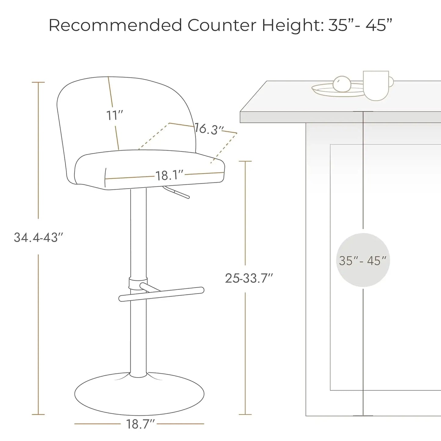 Adjustable Swivel Bar Stools with Back, Counter Stools Set of 3 for Kitchen Island, Height 25-33.7in, Fabric White, Customized