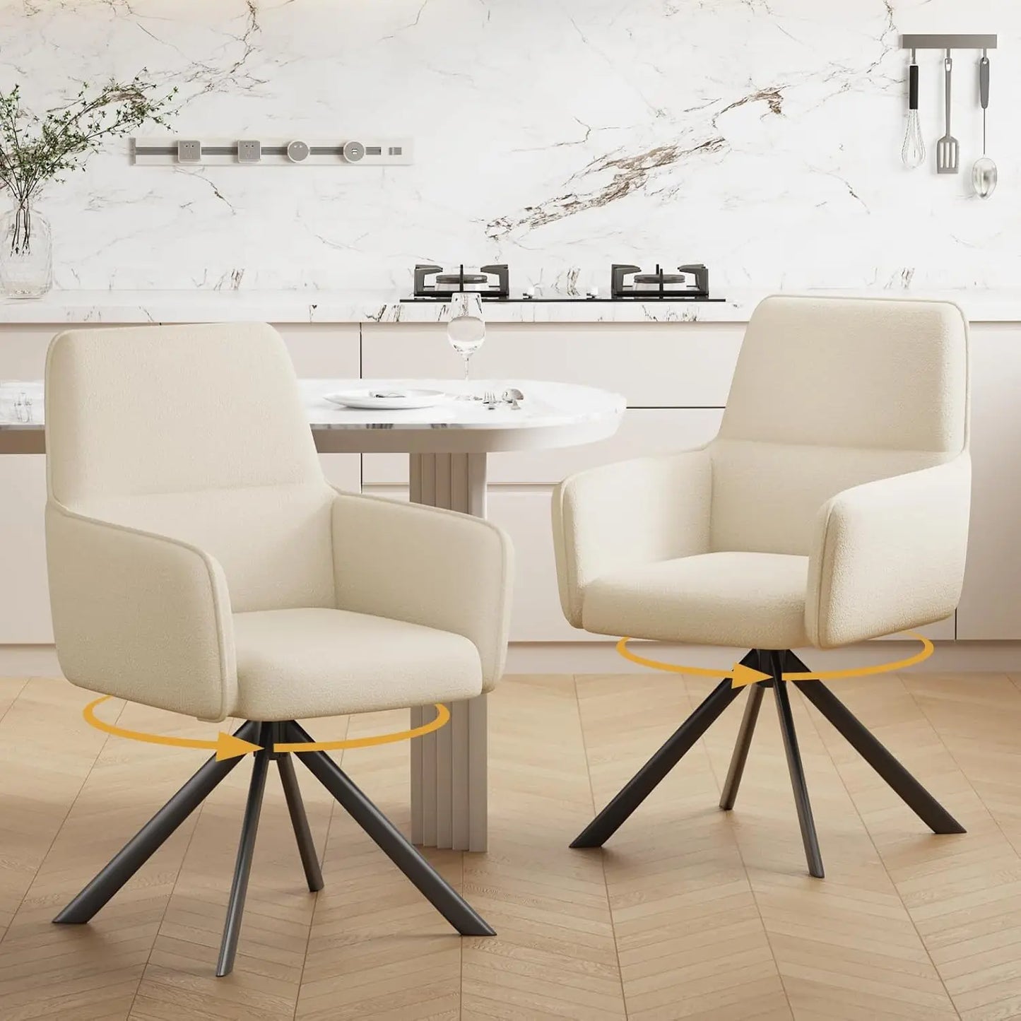 Swivel Dining Chairs Set of 2, Upholstered Dining Room Chairs with Thicken Cushion, 360°Swivel Dining Chairs with, Customized