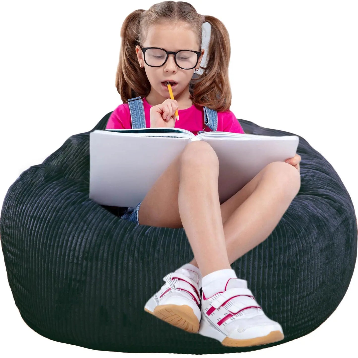 Classic Bean Bag Chair, with Faux Rabbit Fur Cover for Teens and Kids, Memory Foam Bean Bag Chairs, Ultra Soft Faux Fur Fabric,
