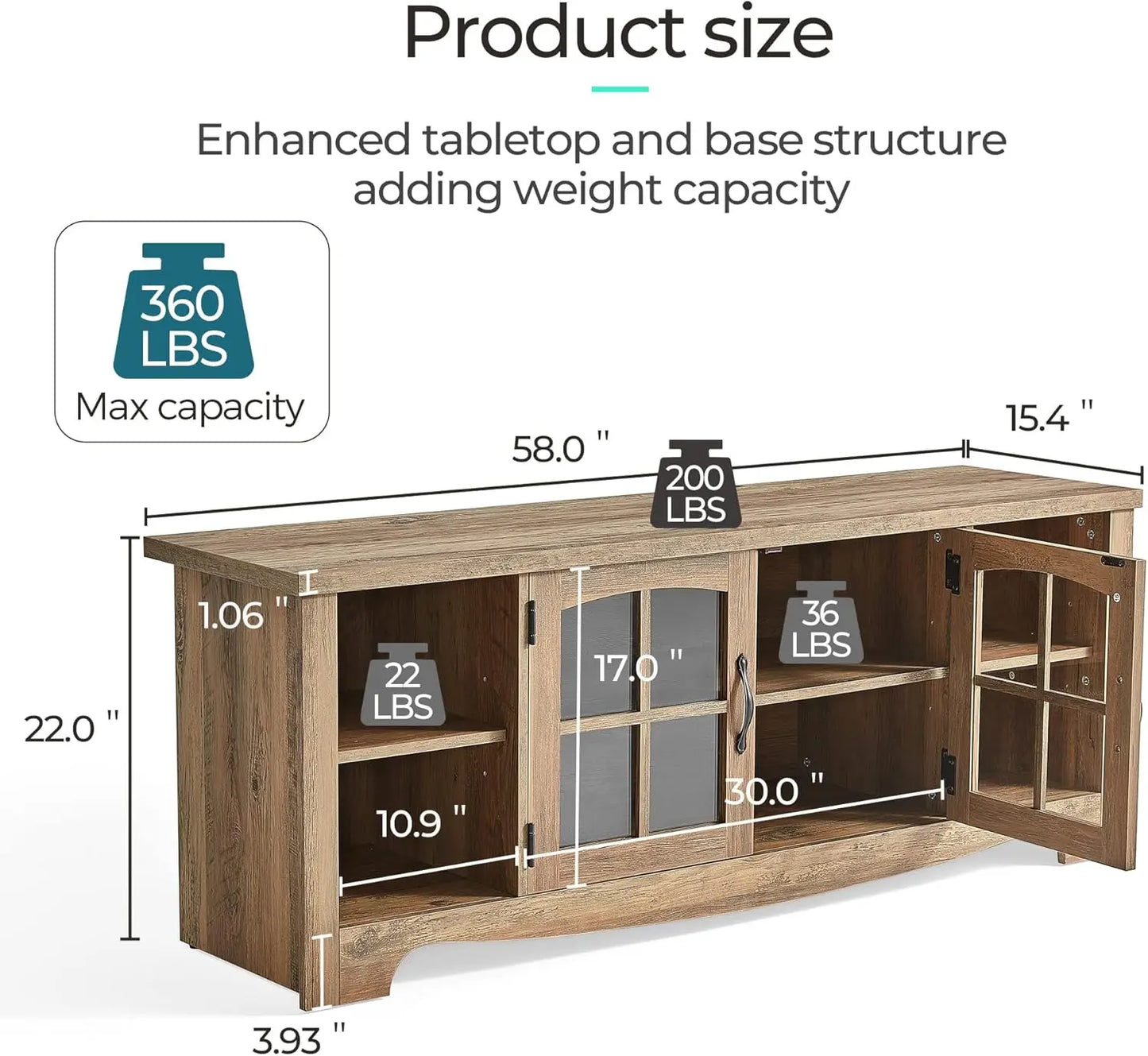 Living Room Table Sets 4 Piece with TV Stand, Farmhouse TV Stand for 65 Inch TV,  Two End Table with Charging Station, Brown
