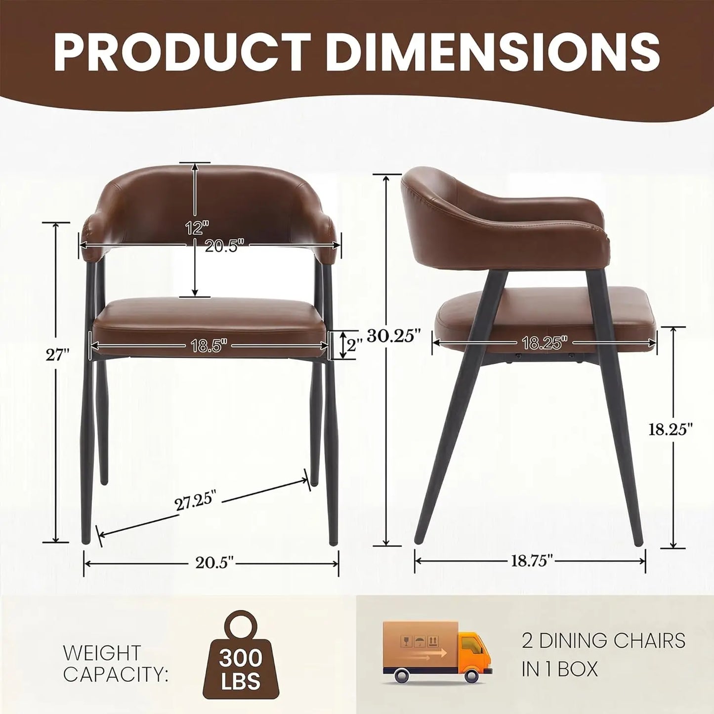 Faux Leather Dining Chairs 6pcs Mid-Century Barrel Arms Metal Legs Open Back Kitchen Dining Room Custom