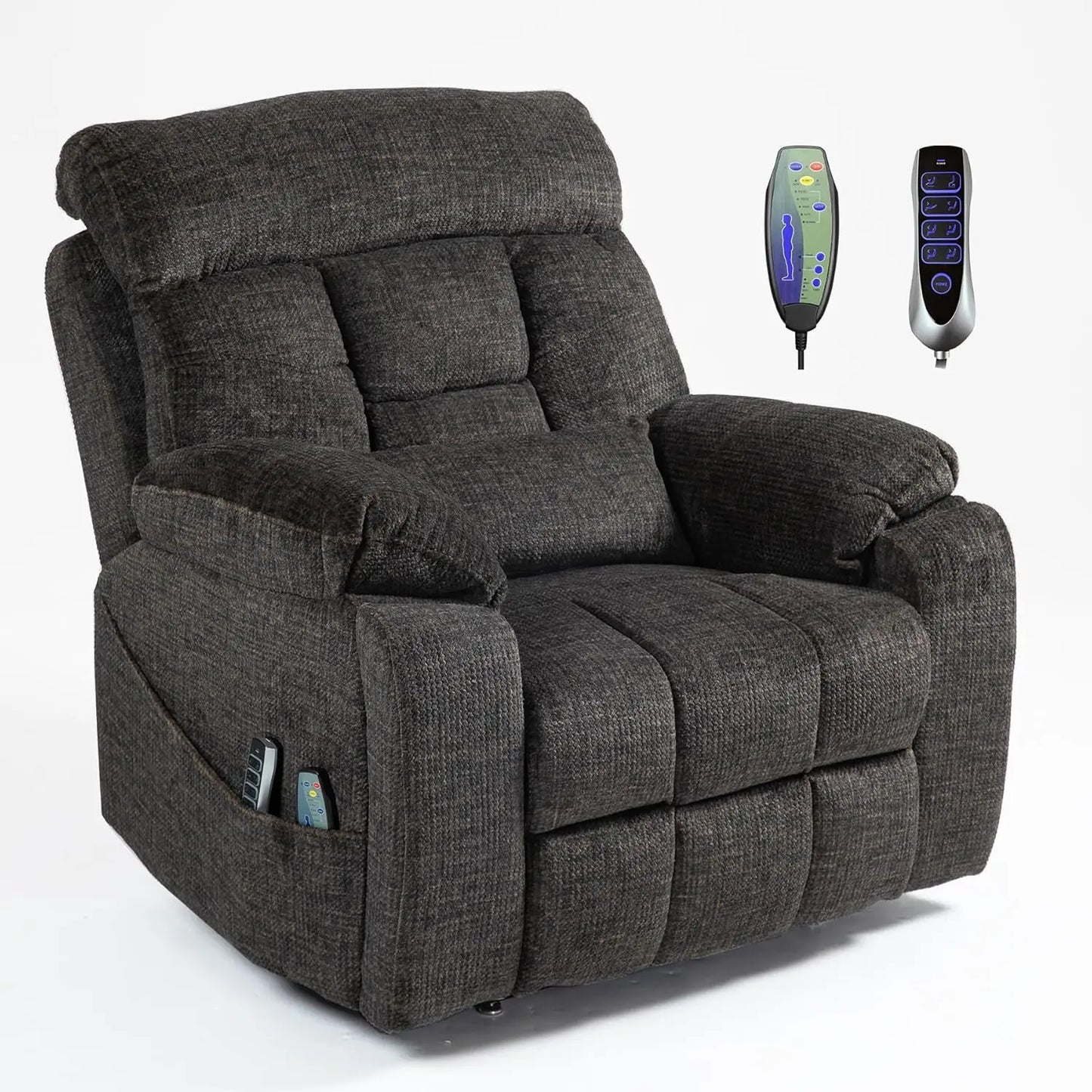 4 Motor Power Lift Recliner Chair for Elderly, Oversized Lay Flat Recliner with Massage Heat, Adjustable Headrest,, Customized