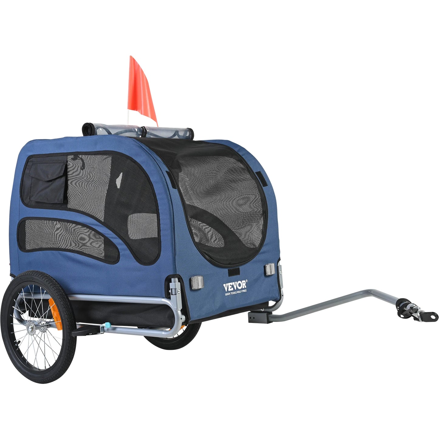 SucceBuy 100lbs Pet Cart Bicycle Carrier Dog Bike Trailer with Coupler, Reflectors, Flag, Collapsible to Store for Dogs Travel