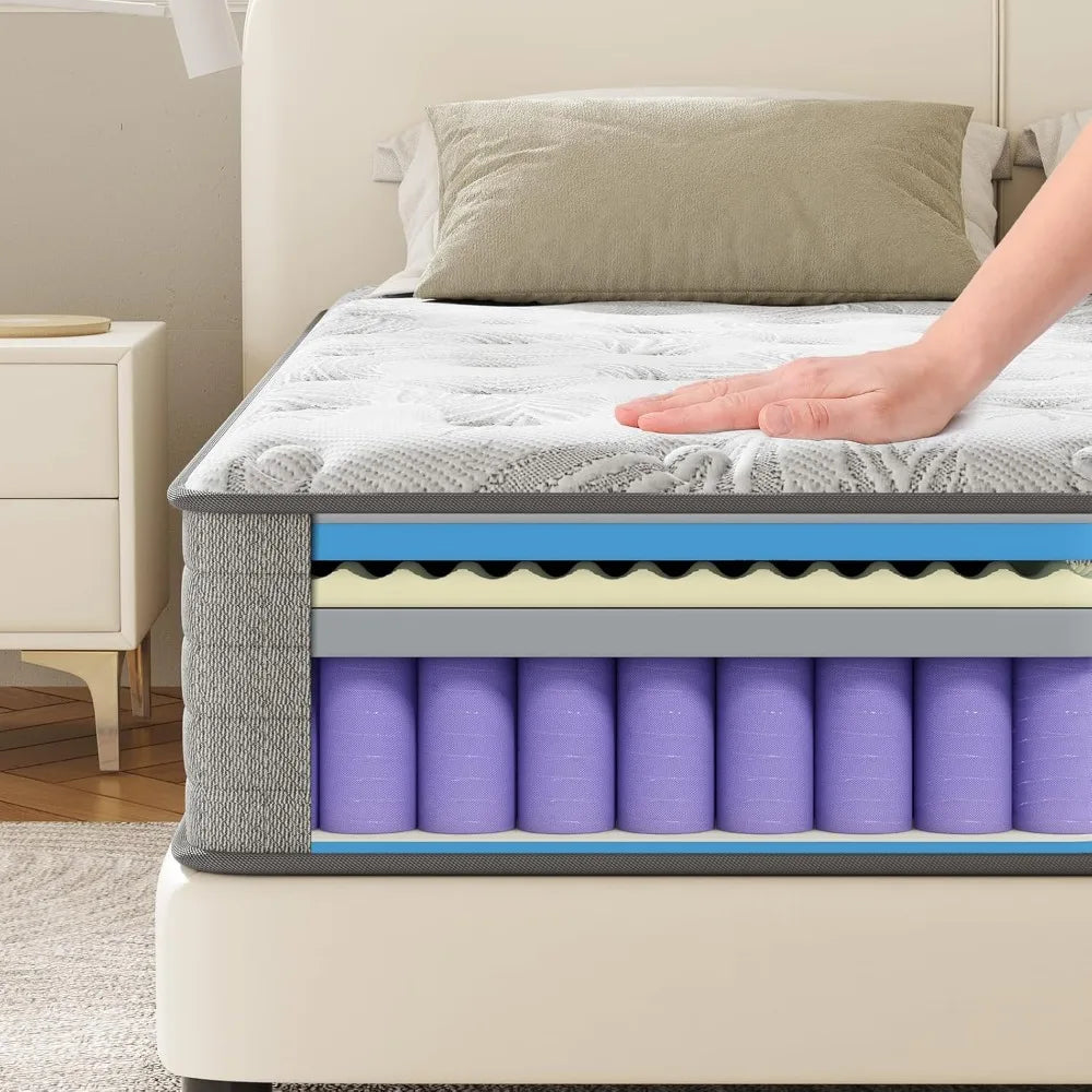 12 Inch Medium Firm Gel Infused Memory Foam and Pocket Spring Hybrid Mattresses Cool Sleep Relieving Pressure Relief.Customized