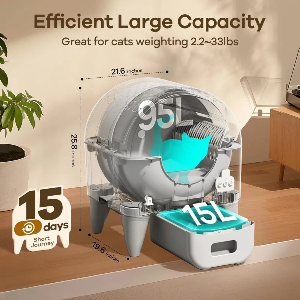 Automatic Self Cleaning Litter Box | Large Capacity for Multiple Cats | App Control with Safety Protection to Ensure Pet Safety