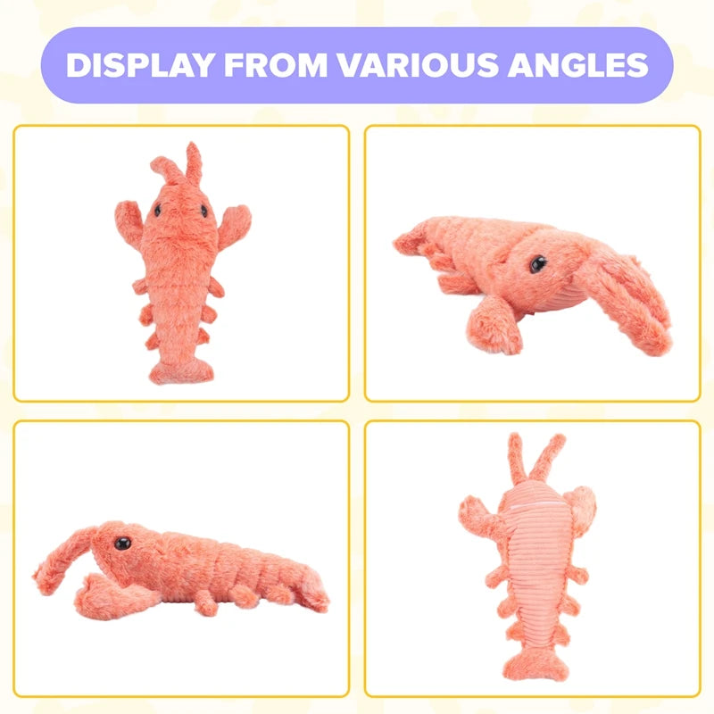Floppy Lobster Dog Toys Plush Jumping Lobster Interactive Toy， Plush Pet Chew Toy, B