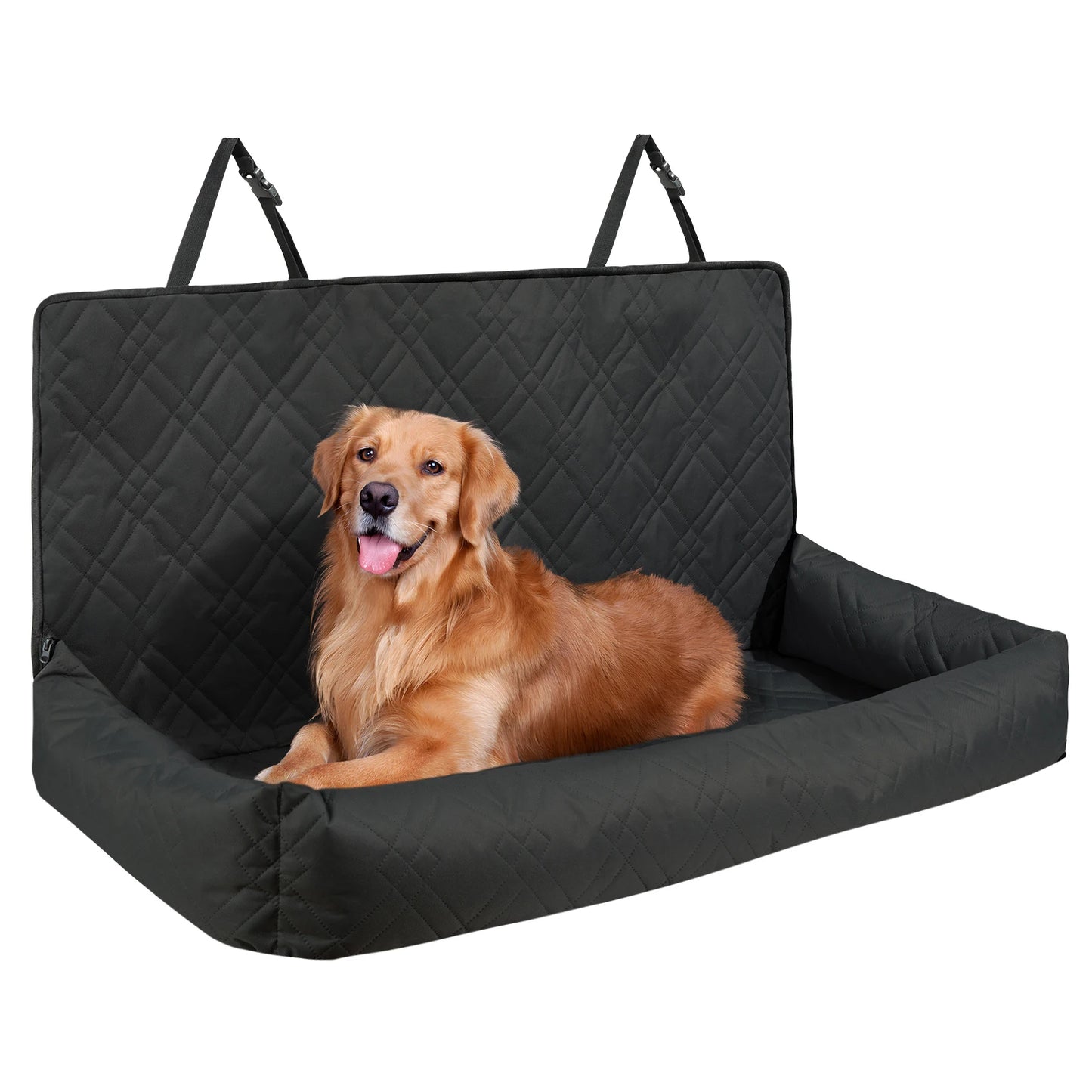 SucceBuy Dog Car Seat Waterproof Dog Booster Seat Pet Car Seat with Clip-On Safety Leash PP Cotton Car Bed for Medium Large Dog