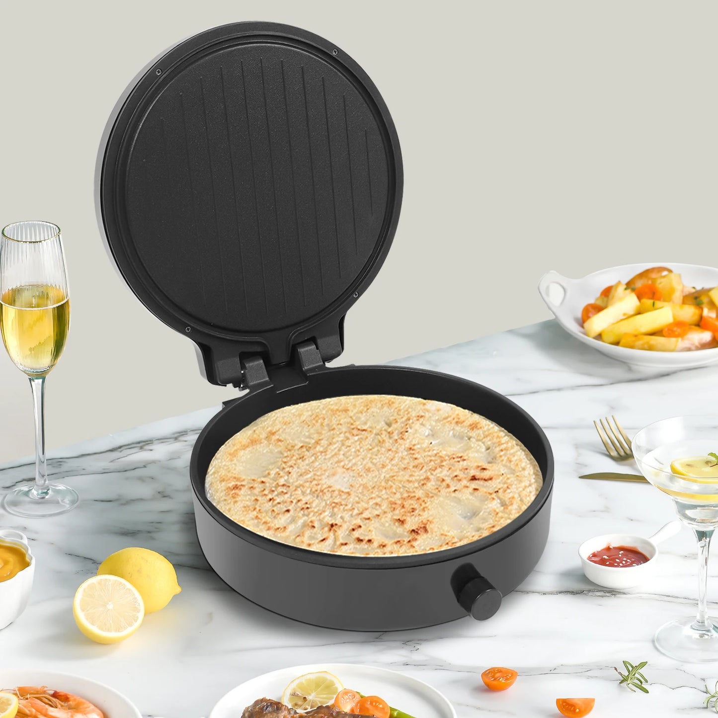 32*8cm Aluminum Alloy Pizza Maker,110V Pink/Black Electric Countertop Grill for Home Kitchens,Parties