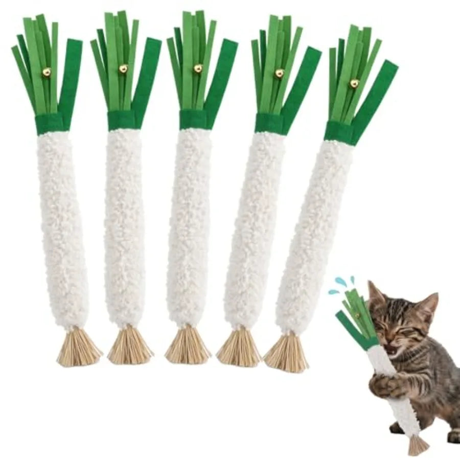 5 PCS Wood Knotweed Felt Chew Stick Dental Care Cat Toy for Teeth Cleaning Satisfies Chewing Instincts Safe and Long Lasting Te